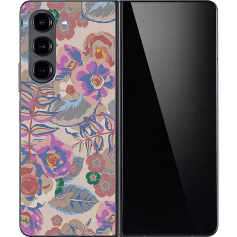 Warm Taupe Floral Galaxy Z Fold5 5G Skin